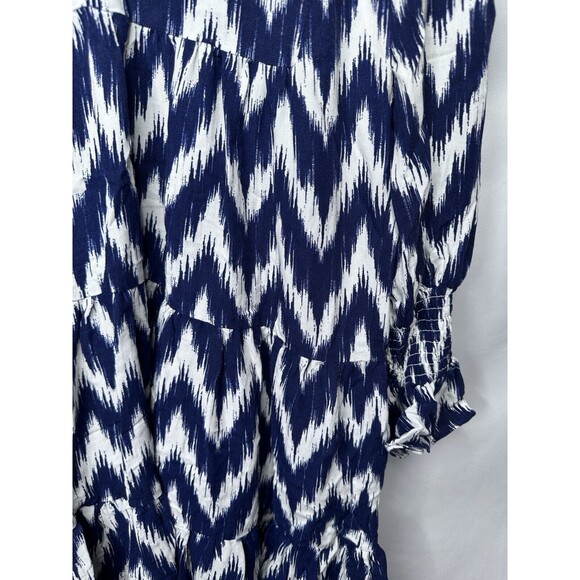 Tuckernuck Dress XS Blue Kenzo V-Neck Long Sleeve Ikat boho - Picture 3 of 10